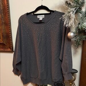 Cathy Daniels Gray Studded Women's Sweater